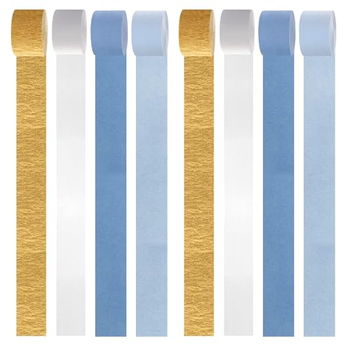 Blue Crepe Paper Streamers - 8 Rolls for Party Decorations
