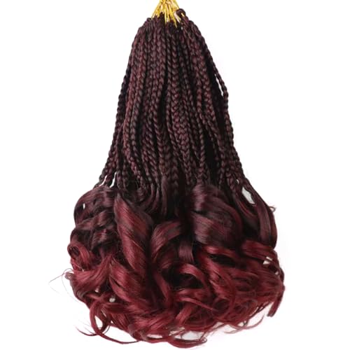 12 Inch French Curl Crochet Braids for Black Women - Natural Black/Burgundy