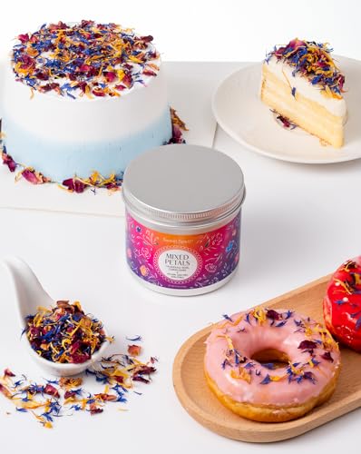 Mixed Edible Flowers for Cake Decorating - Rose, Cornflower & Calendula