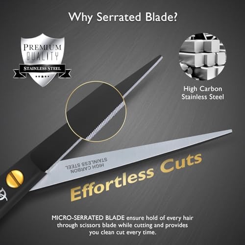 DEMAXA 5" Professional Beard Scissors for men Mustache Scissors with 1 Mustache Comb, 1 Beard Comb & Soft Pouch ? Prefect Beard shears mustache kit for All Facial Hair ? moustache Grooming kit for Men