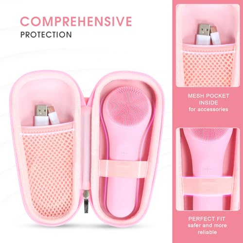 Pink Waterproof Case for NågraCoola CLIE Sonic Facial Cleansing Brush