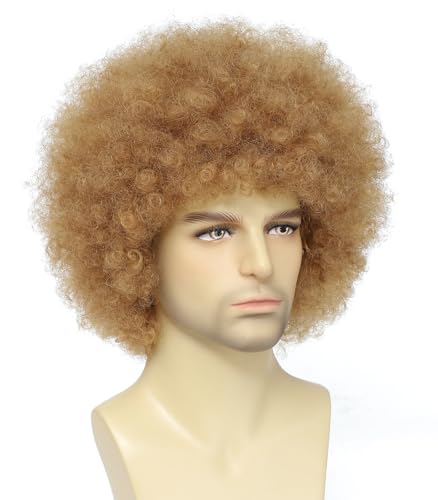 Traqur Light Brown Afro Wig for Men Women - 70s 80s Disco Costume, Party & Cosplay