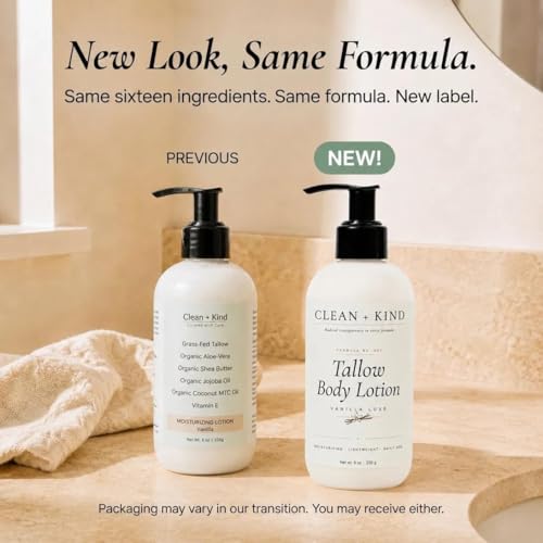 Vanilla Tallow Body Lotion 8 oz - Non-Toxic for Dry Skin