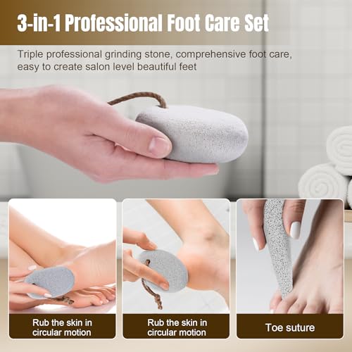 DEBETOOL 3-Pack Volcanic Pumice Stone Set for Feet Care