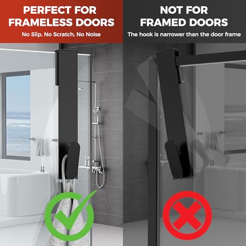 Heavy Duty Shower Door Hooks for Frameless Glass - 2 Pack