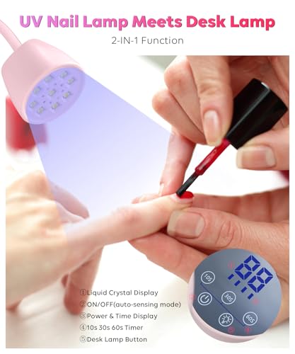 Auduto Dark Pink 2-in-1 UV LED Nail Lamp - 27W Cordless Quick Dryer