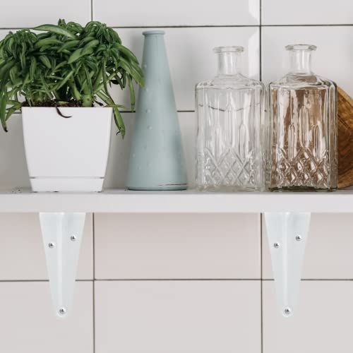 Uenhoy 10 Pack White Shelf Brackets, 6 Inch Metal L Brackets