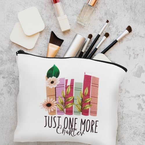 8-Pack Book Lovers Makeup Bags Set | Floral Design Cosmetic Bags