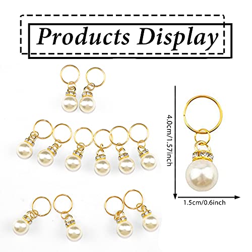 NAISKA Set of 6 Gold Pearl Hair Clips & Dreadlock Accessories with Crystals - Wedding & Party Hair Jewelry for Women