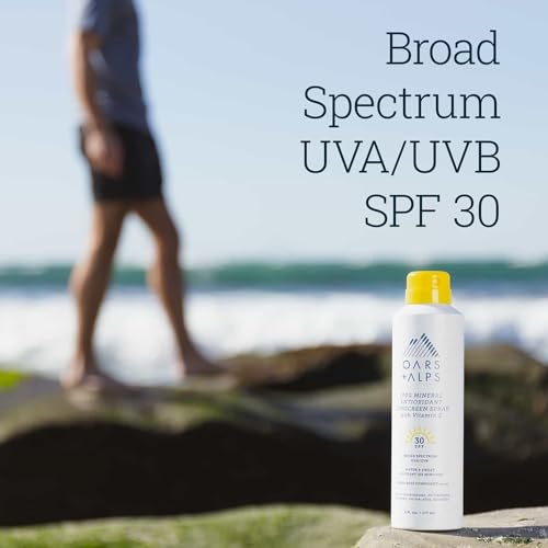 Oars + Alps SPF 30 Mineral Sunscreen Spray 6 Fl Oz - Hydrating & Lightweight