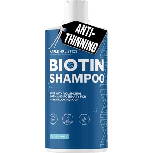 Rosemary and Biotin Shampoo for Thinning Hair - Vegan Volumizing Shampoo for Fine Hair with B Vitamins Argan Oil & Tea Tree Essential Oil - Paraben Silicone and Sulfate Free Vegan Formula (8 Fl Oz)