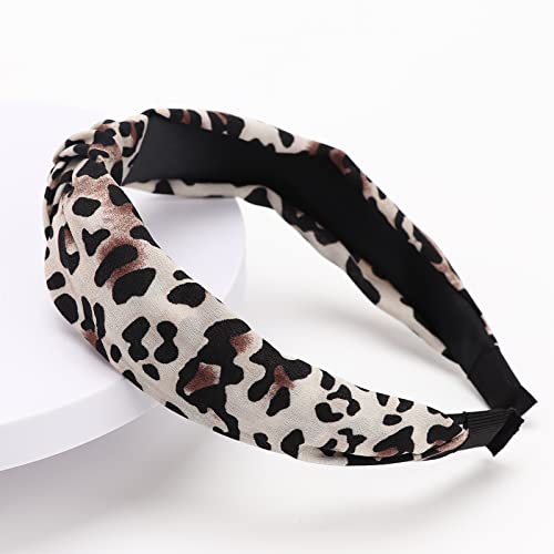 DRESHOW 8 Pack Wide Turban Headbands - Ribbing, Pearl, Leopard Print