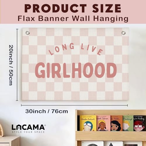 Lacama Pink Long Live Girlhood Wall Banner - 30x20 Inch Decor