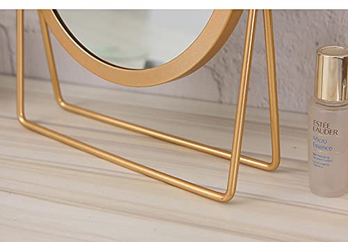 Schonee Golden Tabletop Makeup Mirror, 360° Rotating Round Vanity Mirror