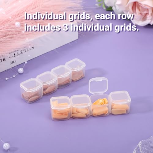 COSICS Clear 28-Grid Nail Art & Jewelry Organizer Box with Lids, Plastic Storage Case