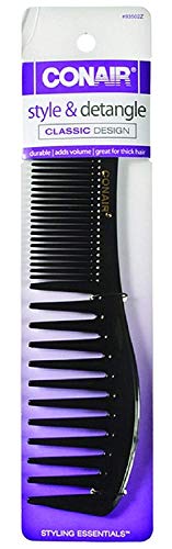 Conair Wide-Tooth Lift Comb Black Pack of 3 for Voluminous Hair & Tangle-Free Styling
