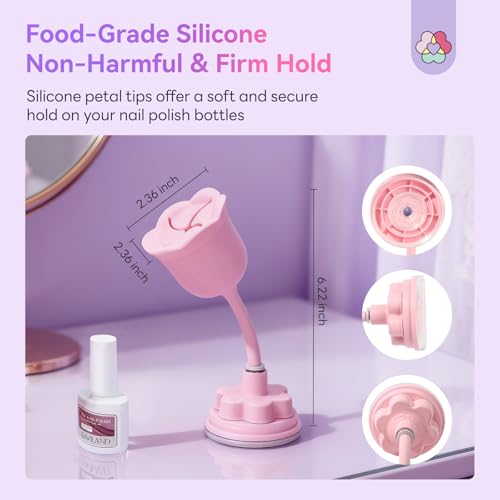 SAVILAND Rotatable Nail Polish Holder with Silicone Petal Design for Manicure DIY