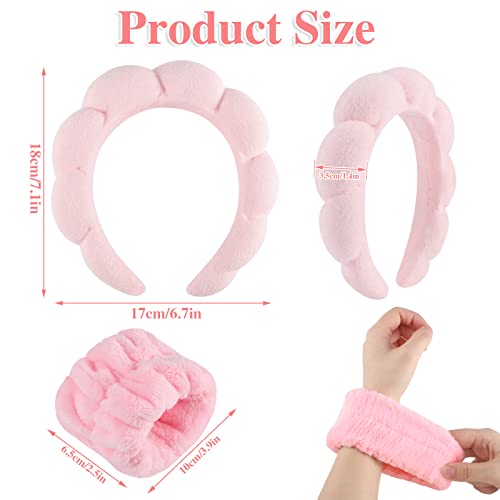 WSICSE Pink Spa Headband & Face Washing Headband Set, Soft & Absorbent