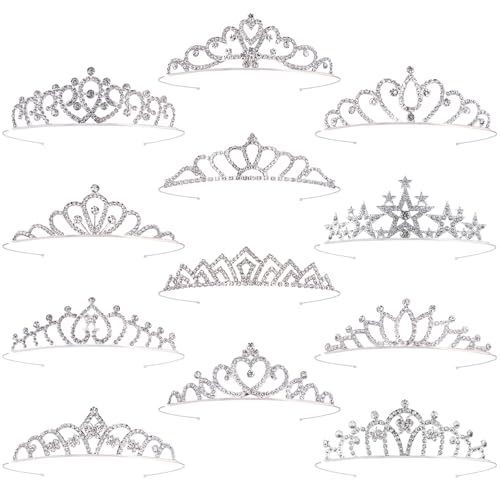 12-Piece Silver Rhinestone Tiara Set for Women and Girls Princess Crowns