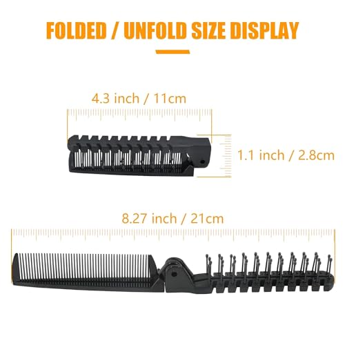 Qjaiune 24PCS Folding Travel Hair Brush and Comb Set - Portable Anti-Static