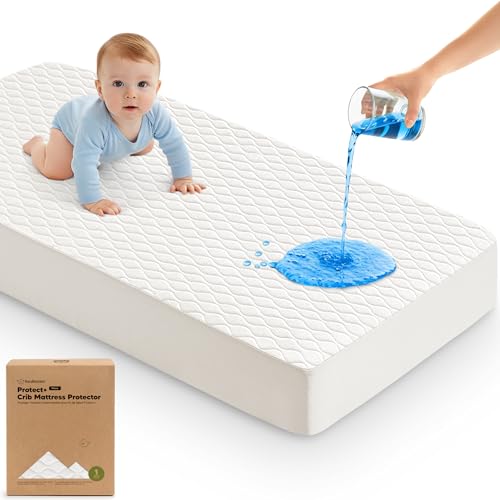 KeaBabies Waterproof Crib Mattress Protector, Soft Quilted Cotton, 52x28