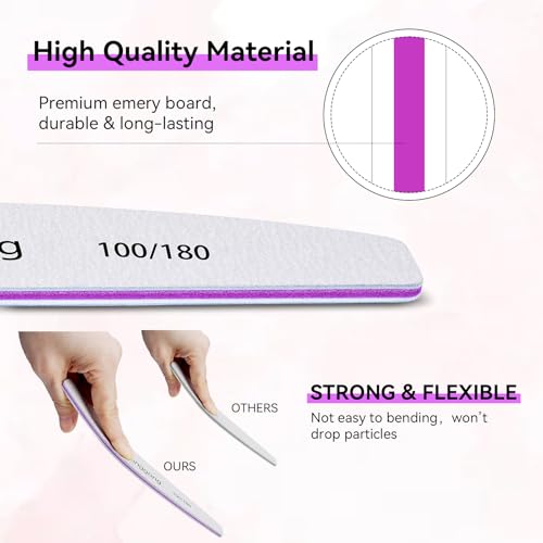 24 PCS Double-Sided Nail Files 100/180 Grit for Manicure & Pedicure