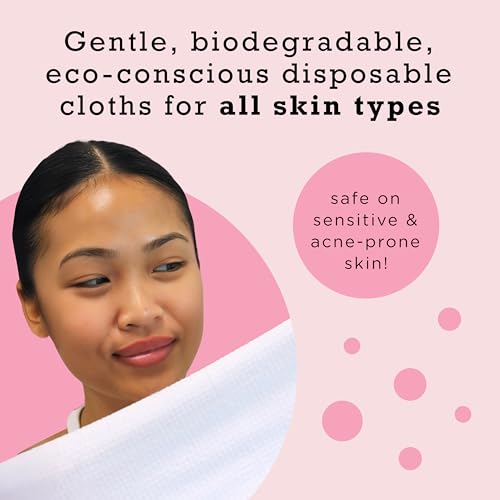 ERASE YOUR FACE Disposable Face Towels - Pink 50 Count - Fragrance-Free, Dual-Sided & Safe for Sensitive Skin
