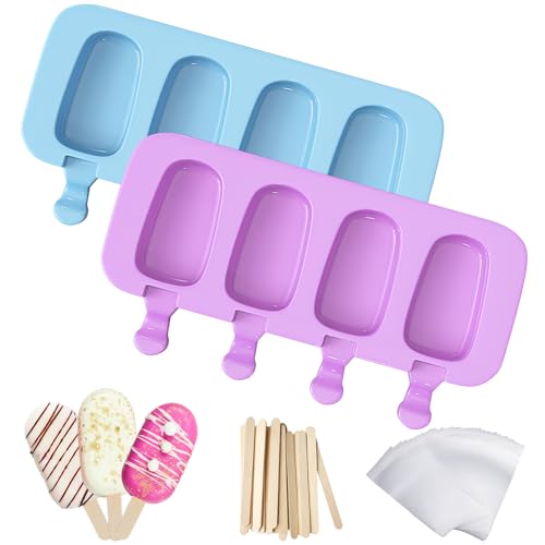 Ozera Silicone Popsicle Molds Set - 2 Pack with 50 Sticks & Bags