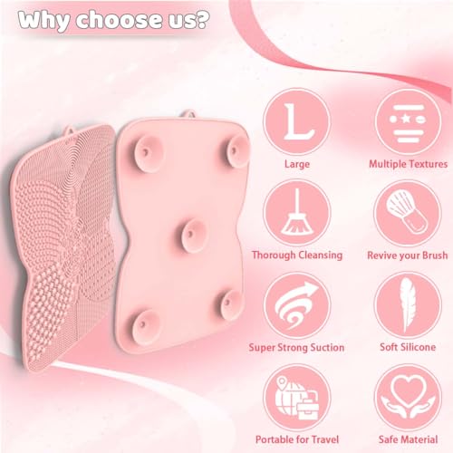 Silicone Makeup Brush Cleaner Pad with Suction Cup - 8 Textures