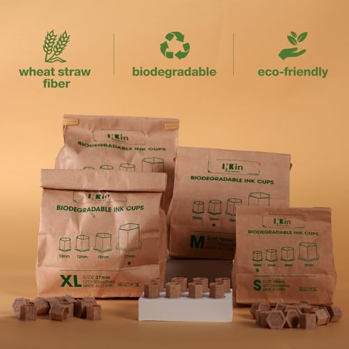 INKin Biodegradable 15mm Large Tattoo Ink Cups, 200 Pcs - Eco Friendly, Disposable