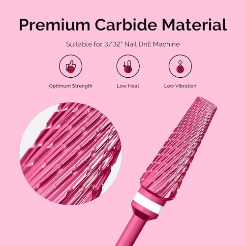 MelodySusie 5-in-1 Carbide Nail Drill Bit - Pink Blossom 3/32" Shank