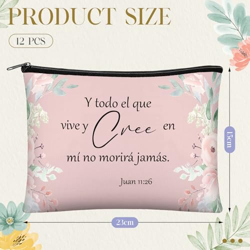 Kacctyen 12 Pcs Morandi Style Bible Verse Makeup Bags