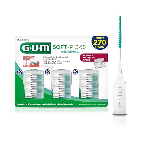 GUM Soft-Picks Original Interdental Picks - 270 Count, Disposable Dental Floss Picks for Oral Care