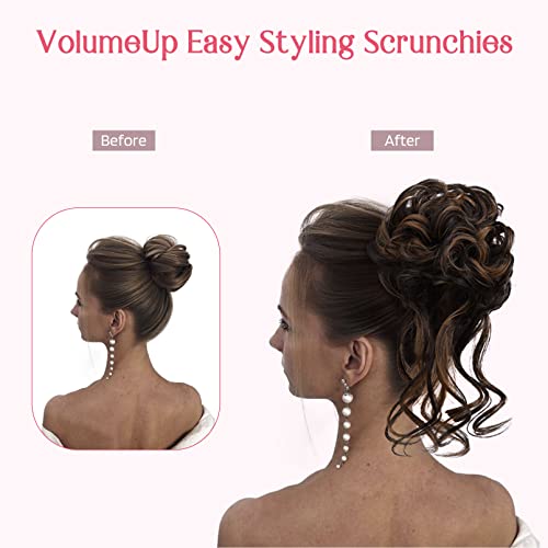 HOOJIH 2PCS Messy Bun Hair Piece, Tousled Curly Updo Scrunchie Extensions