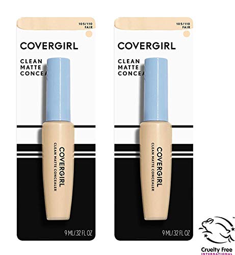 COVERGIRL Clean Matte Concealer Fair 110 Pack of 2, Oil-Free, Lightweight, 0.37 Fl Oz