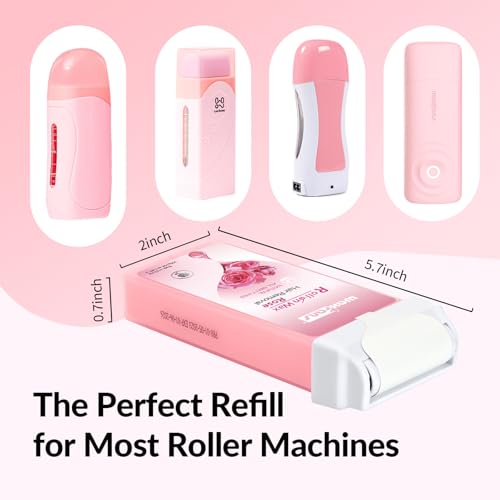 Pink Waxfans Roll On Wax Refill for Hair Removal - Honey Natural Easy Melting, 100% Gentle, 4 Pack