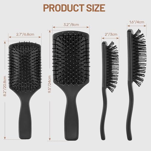 2-Pack Black Paddle Detangler Brush for All Hair Types - Wet & Dry
