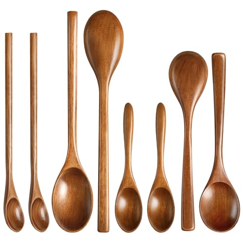 MORGLES 8-Piece Handcrafted Wooden Spoon Set for Honey & Soup