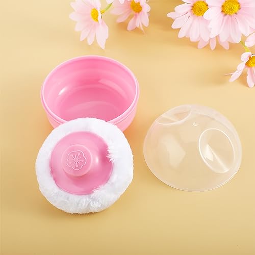 WLLHYF Large Pink Body Puff with Container for Baby & Adult