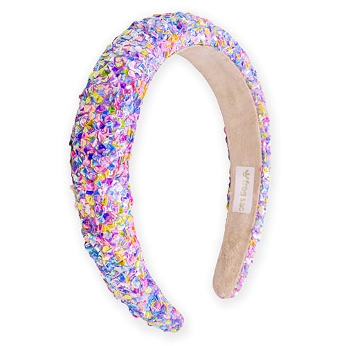 Rainbow Sequin Padded Headband for Girls - Sparkly Puffy Hair Accessory for Kids & Teens, 1 Pack