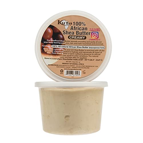 Kuza 100% Pure African Shea Butter - 15oz Moisturizer for Hair, Skin & Nails