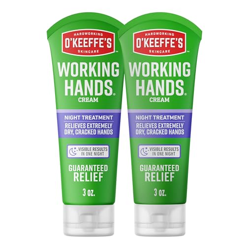 O'Keeffe's Working Hands Night Treatment Hand Cream 3oz (2-Pack) - Non-Greasy, Hypoallergenic Formula for Dry Cracked Hands