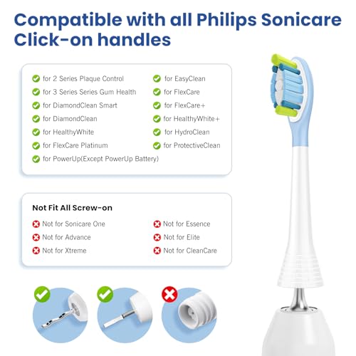 HAPPYMOMO Toothbrush Heads for Philips Sonicare - 8 Pack