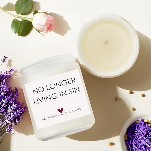 Lavender Scented Engagement Candle - 'No Longer Living in Sin' for Couples