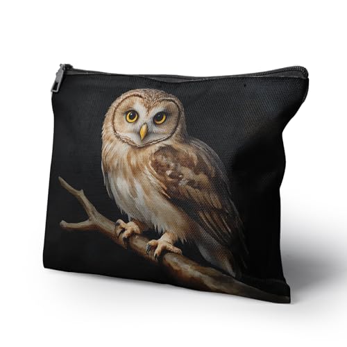 Majestic Perched Owl Makeup Bag - Large Capacity Travel Pouch