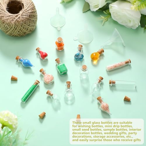 Geiserailie 50 Pcs Mini Glass Jars with Cork Stoppers, Transparent Style C