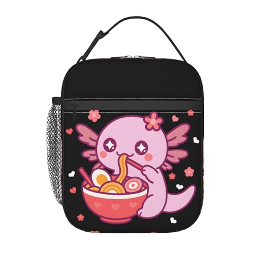 Insulated Axolotl Lunch Box for Kids - Pink Ramen Theme
