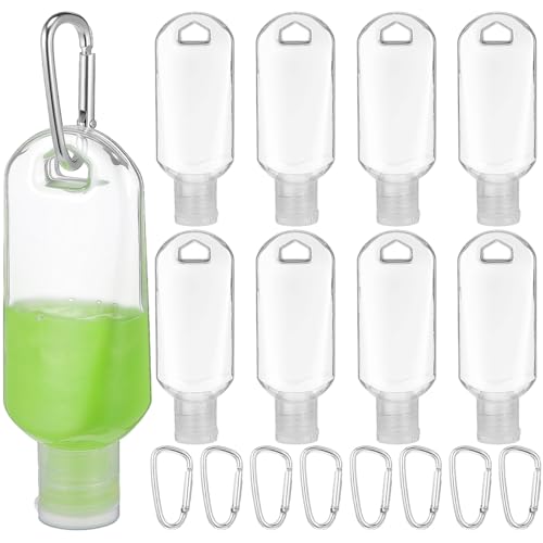 EXCEART Refillable Travel Bottles with Carabiner Hook - 15-Pack