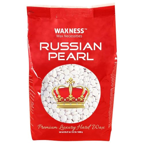 Waxness Russian Pearl Hard Wax Beads 2.2 lb (1 kg) ? Rosin-Free Stripless Hard Wax with Creamy Texture and Skin Visibility, Professional Use ? Made in Italy