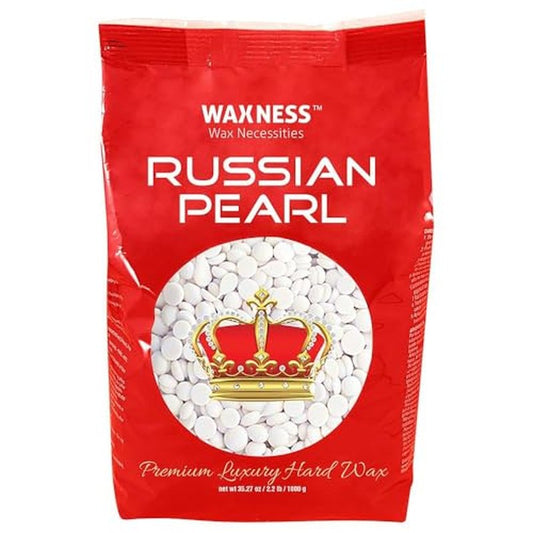 Waxness Russian Pearl Hard Wax Beads 2.2 lb (1 kg) ? Rosin-Free Stripless Hard Wax with Creamy Texture and Skin Visibility, Professional Use ? Made in Italy